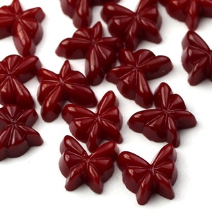 Vintage Glass Cabochon Tiny Butterflies 7mm Wine Red (6) VGC187
