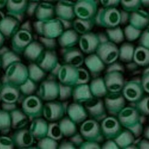 11/0 TOHO Round Glass Seed Beads Transparent Frosted Green Emerald 10 grams TH003-R image 3