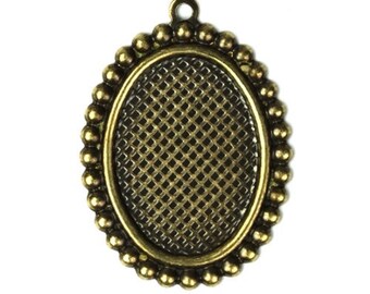 Settings Textured Beaded Edge 18x13mm - Brass Ox (4) FI455