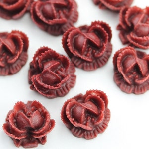 Flower Cabochons Plastic Ruffled Rose 11mm Wine Red (6) PC356