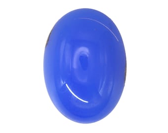 Glass Cabochons Czech 18x13mm Blue Opal Gold Foiled Milky Flat Back Stones (2) GC137