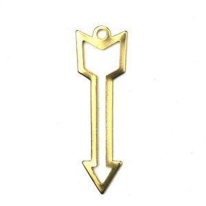 Charms Open Arrow 1 Loop Raw Brass Pendant 32mm (6) CP142