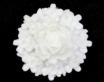 Plastic Flower Cabochons Rose Clusters 26mm White (3) PC299