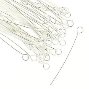Eye Pins Silver Plated 1 Inch 24 Gauge Findings (50) FI824