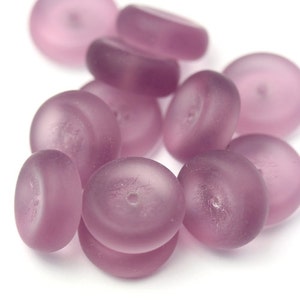 Vintage Czech Glass Beads Wheel Matte Amethyst 14x5mm Purple (10) VGB104