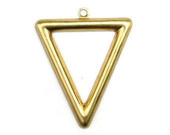 Triangle Open Hoop Charm or Pendant Raw Brass (4) CP260