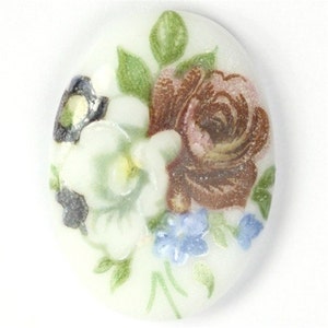 Vintage Glass Cameo Cabochon West German Floral 18x13mm Multicolor (2) VIC181