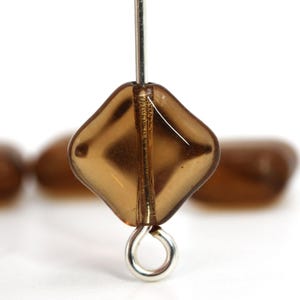 Brązowe czeskie koraliki szklane w stylu vintage, dymny topaz, kwadratowe, 12 mm (12) VGB213