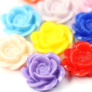 Rose Flower Cabochon Plastic 20mm Bulk Sampler Mix (12) PC205