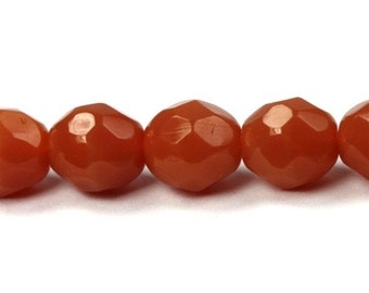 Czech Glass Beads Fire Polished Faceted Rounds 8mm Milky Caramel (25) CZF237