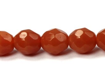 Czech Glass Beads Fire Polished Faceted Rounds 8mm Milky Caramel (25) CZF237