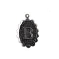 Letter B Initial Charm Scalloped Oval Silver Ox Pendant (2) CP333