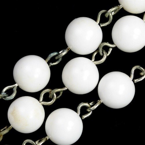 Vintage Plastic Bead Chain 8mm White With Silver Toned Links Etsy