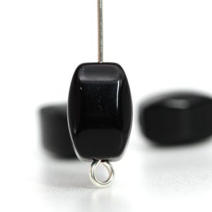 Vintage Lucite Beads Black Beveled Rectangle 15x10mm (12) VPB505