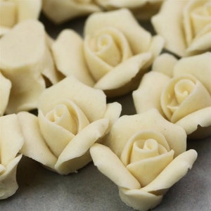 Rose Flower Cabochons Ceramic 11mm Ivory 4 cc002 image 1