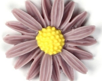 Vintage Style Daisy Cabochons Purple / Yellow 26mm (2) PC157