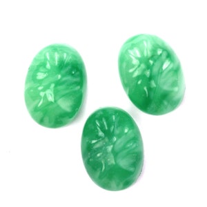 Vintage Glass Cabochons 18x13mm Oval Japan Baroque Jade Green  (2) VGC380