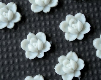 13mm Vintage Japanese White Rose Cabochons Flat Back Small Flower Embellishment Jewelry Making Supplies Plastic VPC116