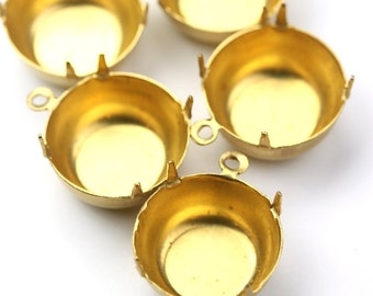 Prong Settings Round Raw Brass 70 ss Closed Back 1 Loop (6) FI684