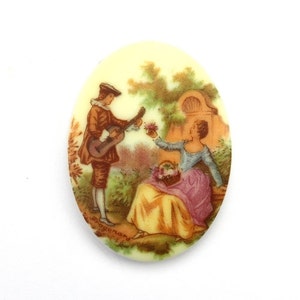Vintage Cameos Plastic Victorian Couple 40x30mm (1) VIC416