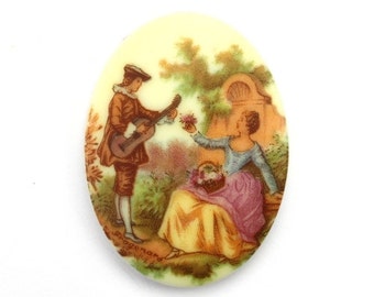 Vintage Cameos Plastic Victorian Couple 40x30mm (1) VIC416