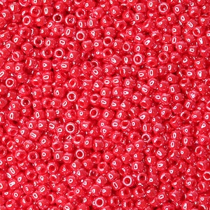 11/0 TOHO Round Glass Seed Beads Opaque Lustered Cherry (10 grams) TH102-R