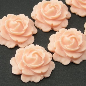 4 Kunststoff Blumen Cabochons - Rose 15 mm - Peach PC068