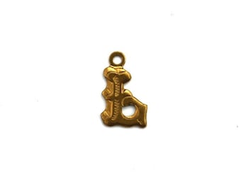 Letter L Initial Charm Small Lettering Raw Brass (6) CP279