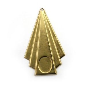 Setting 10x8mm Layered Triangle Drop Art Deco Raw Brass (3) CP284