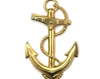 Charms Raw Brass Stamping Anchor Extra Large Pendant 49x31mm (1) CP159