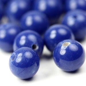 Vintage Japanese Glass Beads 8mm Navy Blue (12) VGB081