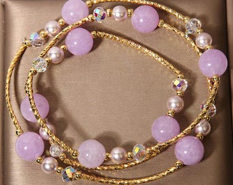 Cute Crystal Beaded Bracelet: Girls Adjustable Crystal Bracelet