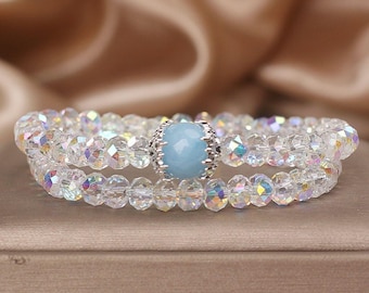 Women's Crystal Beaded Bracelet: Girls Adjustable Crystal Bracelet
