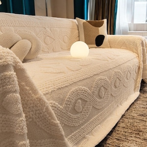 Plush Cotton Sofa Cover: Thick Winter Couch Protector