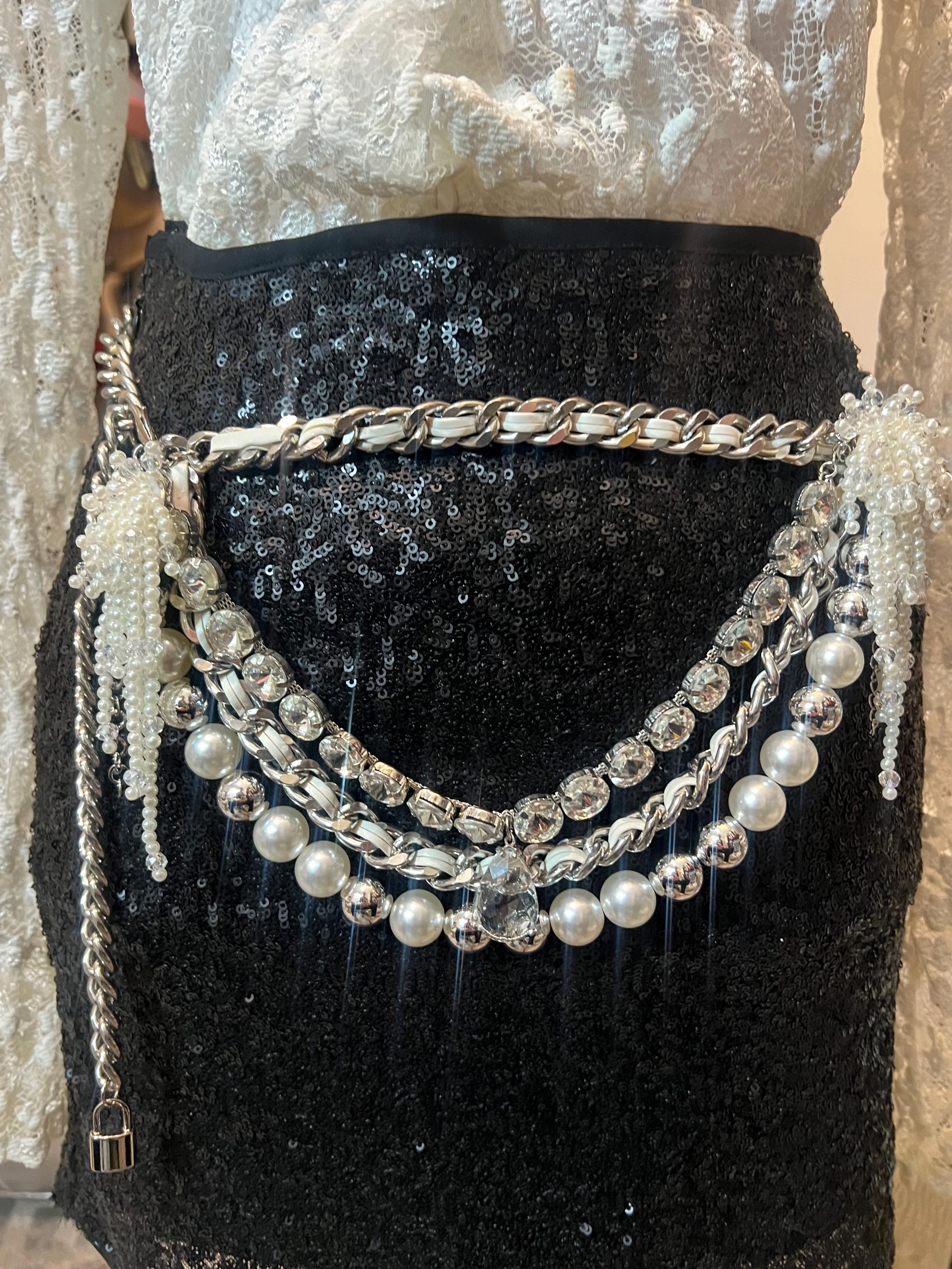 Layered camellia pearl belt Multi-chain Layered Camellia Fashion Belt - Etsy main image 4