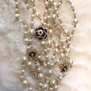 Gorgeous Pearl Camellia Necklace For Woman Holiday Necklace. Camellia Flower Necklace.
