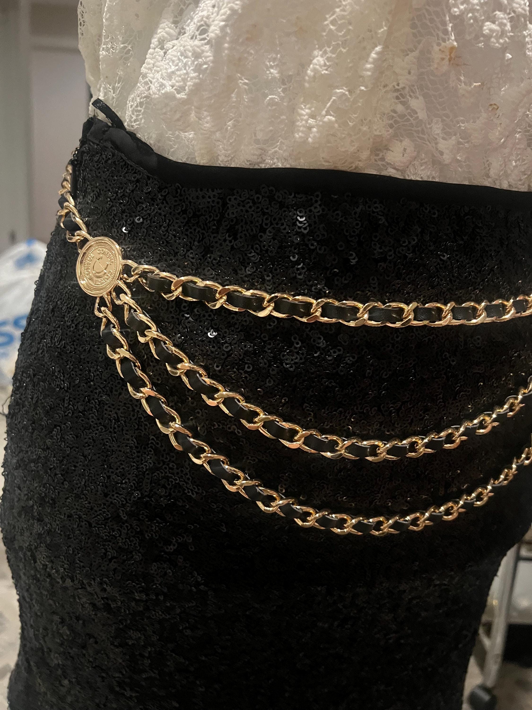 Camellia Pendant Waist Belt Gold Thick Chain Hip and Waist Belts Handmade With Mini  main image 2