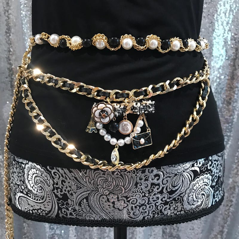 Gold metal chain belt