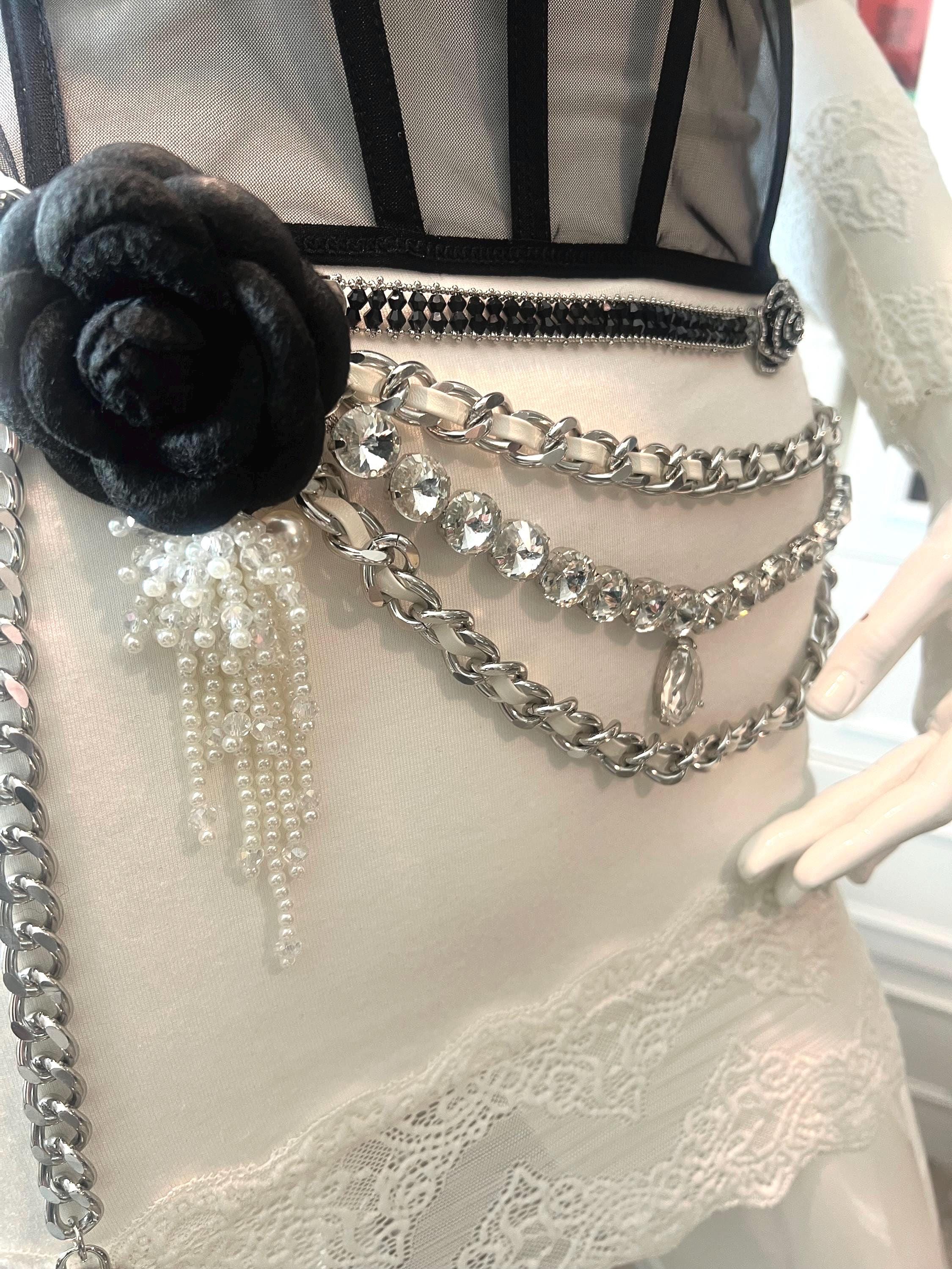 Layered camellia pearl belt Multi-chain Layered Camellia Fashion Belt - Etsy main image 2