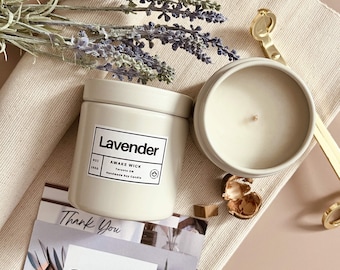 Lavender Scented Candle: 100% Soy Wax, Hand-Poured