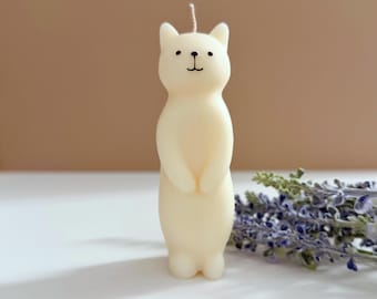 Cat Shaped Soy Candle with Hand-Painted Face