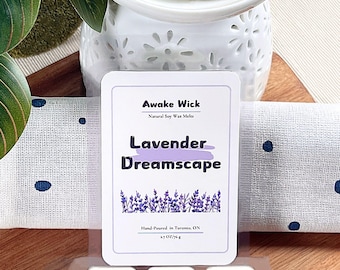 Pastillas de cera de soja con aroma a lavanda, fragancia duradera para el hogar.