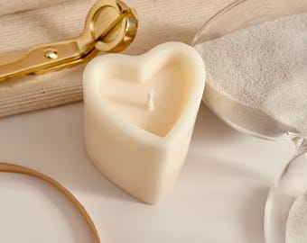 Heart Shaped Pillar Candle, Handmade Gift for Her