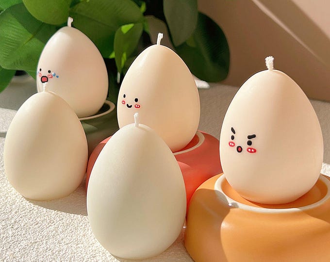 Kawaii Egg Candle | Handmade Soy Wax, Desk Decor