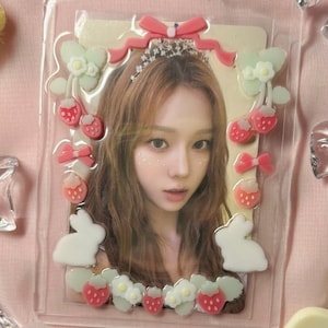 Custom Decorated Toploader | Cute Strawberry | Photocard Holder | Aesthetic | Y2K | Kawaii | Coquette