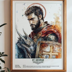 St. George, Sacred Art, Religious Wall Art for Families, Patron Saint, Housewarming Gift.