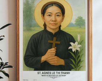 St. Agnes Le Thi Thanh, Sacred Art, Religious Wall Art for Families, Patron Saint, Housewarming Gift.