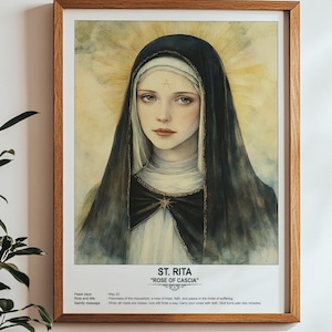 Sainte Rita, art sacré, art mural religieux pour familles, sainte patronne, cadeau de pendaison de crémaillère.