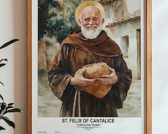 San Félix de Cantalicio, Arte Sacro, Arte Religioso Mural para Familias, Santo Patrón, Regalo de Inauguración de Casa.