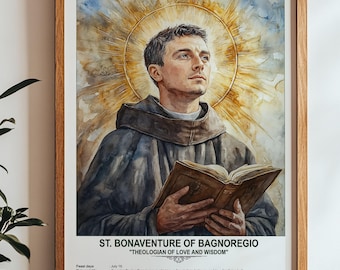 St. Bonaventure of Bagnoregio, Sacred Art, Religious Wall Art for Families, Patron Saint, Housewarming Gift.